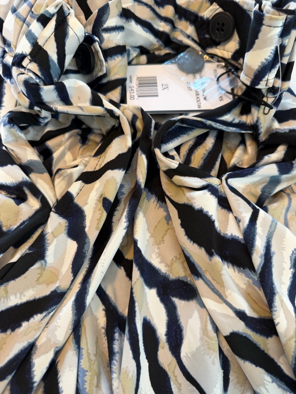 Robert Louis Zebra-Print Wide Leg Pants in Black White and Beige - Picture 6 of 9